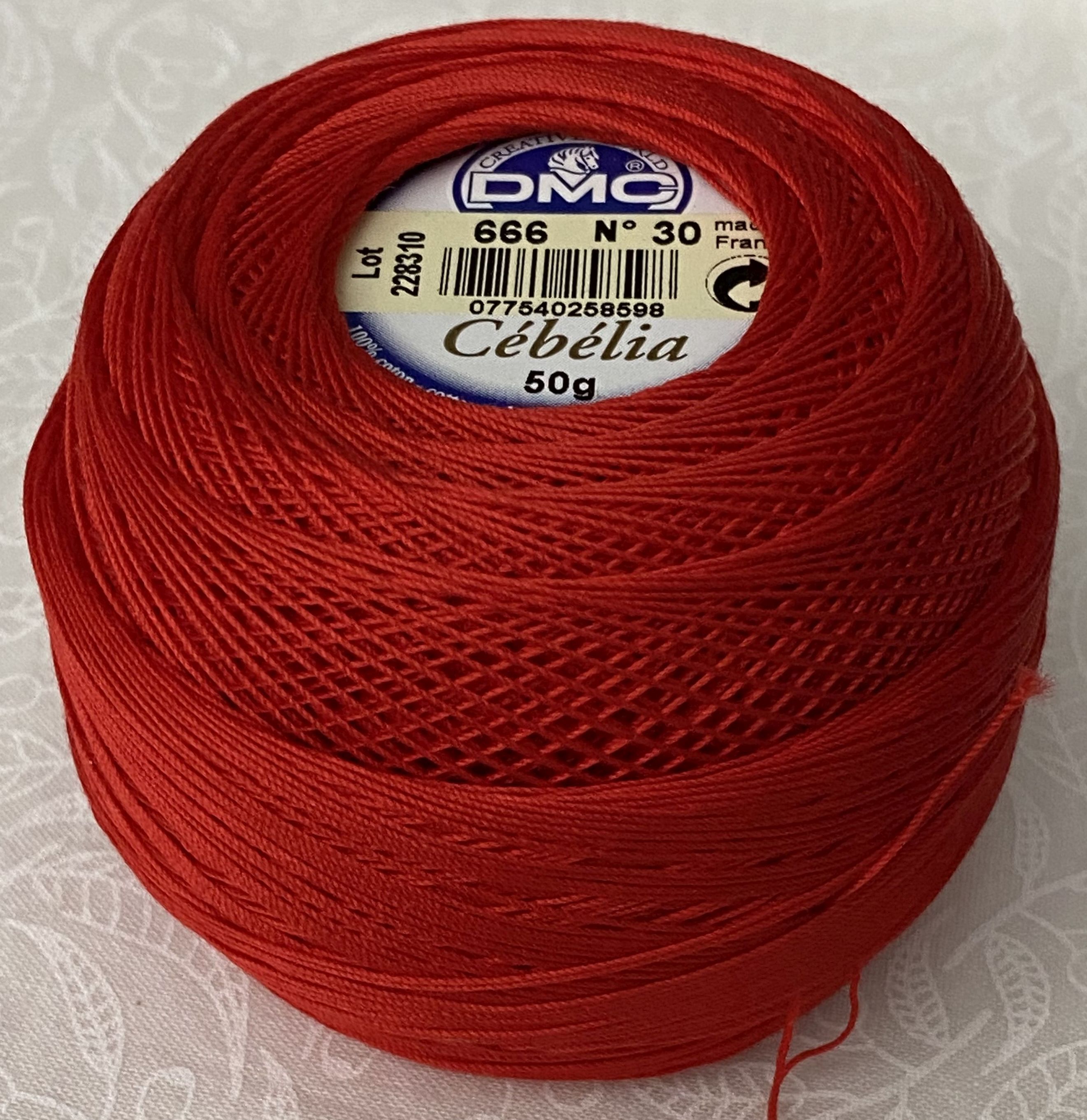 DMC Cebelia Combed Cotton Crochet Thread Size 30, 50g Ball, Colour 666