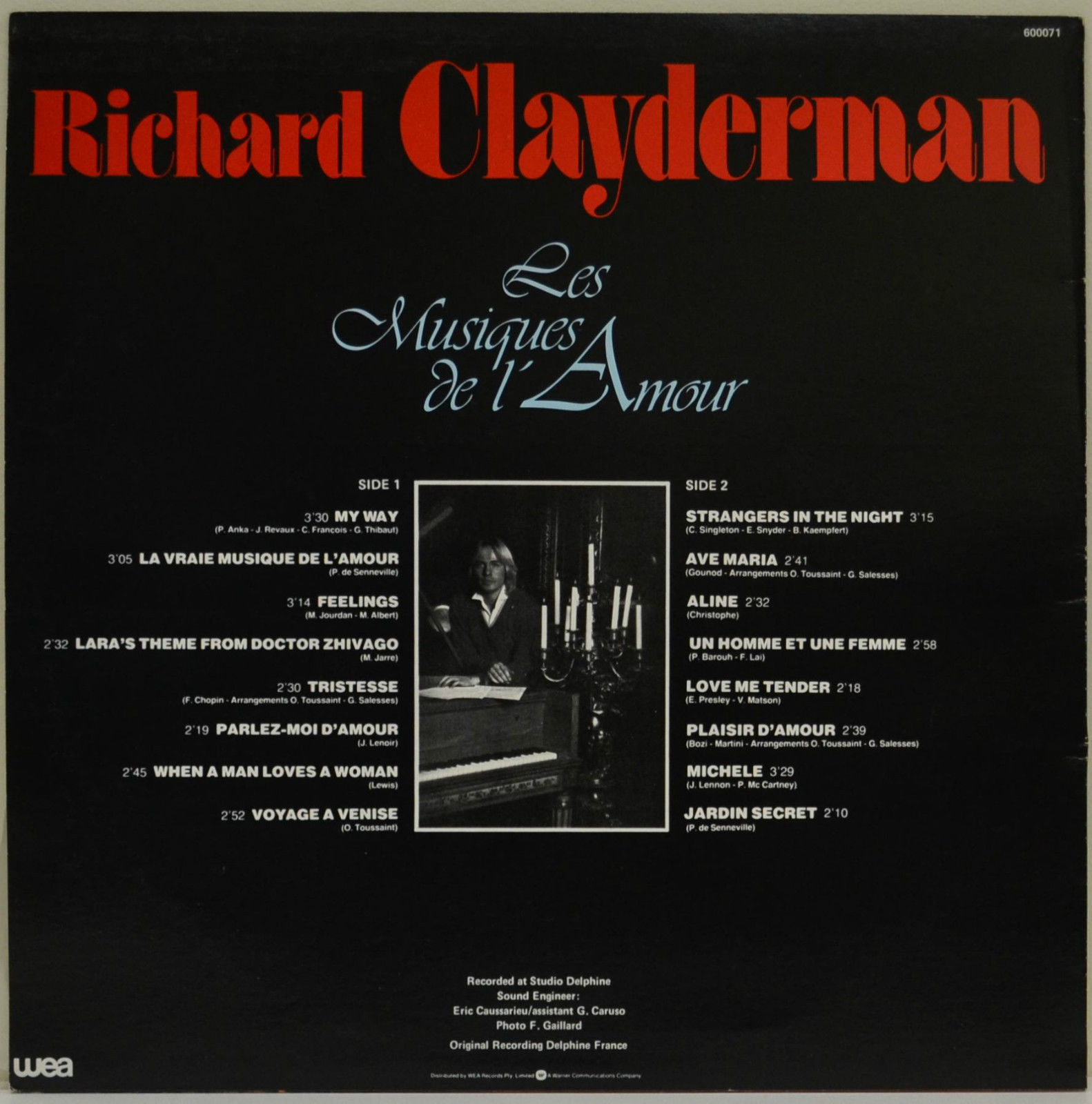 Richard Clayderman Les Musiques De Lamour 1980 Vinyl Lp Record Excell L1 Ebay 2327