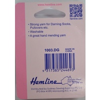 Hemline Darning Wool, 20 metres, DARK GREY, Strong yarn for darning socks, pullovers, jumpers etc.