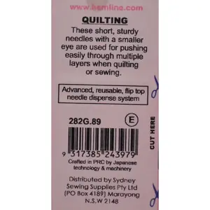 Gold Eye Quilting Needles Sizes 8-9 Assorted, Pack of 16 by Hemline