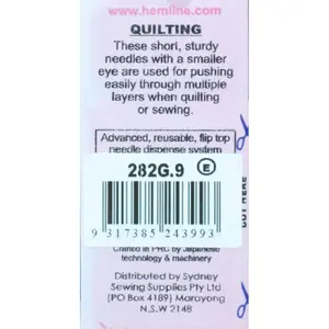 Gold Eye Quilting Needles Size 9, Pack of 16 by Hemline, Quality Hand Needles