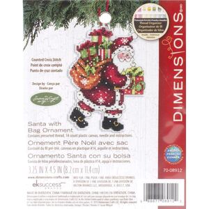 Dimensions SANTA WITH BAG ORNAMENT Counted Cross Stitch Kit, 70-08912