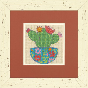 HAPPY CACTUS Printed Needlepoint Kit 5" x 5" (12.7cm x 12.7cm)