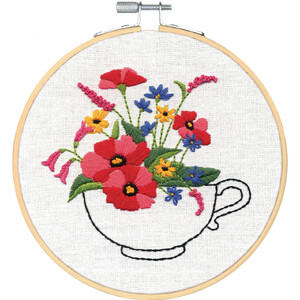 Dimensions TEACUP BOUQUET Stamped Embroidery Kit, 72-76195