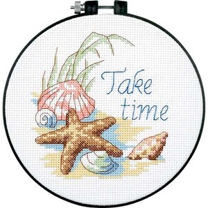 TAKE TIME Counted Cross Stitch Kit 6" (15.2cm) Diameter includes hoop