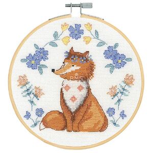 DMC FOLK FOX Counted Cross Stitch Kit 18cm Diameter, BK1924