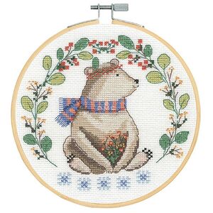 DMC FOLK BEAR Counted Cross Stitch Kit 18cm Diameter, BK1927