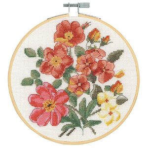 DMC WILD ROSES Counted Cross Stitch Kit 18cm Diameter, BK1938