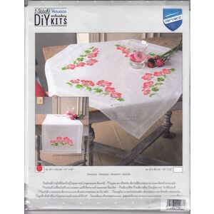 Vervaco GERANIUMS Table Runner Kit 40 x 100cm, PN-0155641