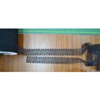 BLACK 37mm Uni-Trim Feather Edge Eyelet Lace, Per metre