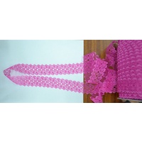 HOT PINK 37mm Feather Edge Eyelet Lace, Per metre