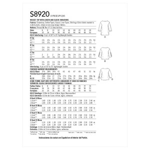 Simplicity Sewing Pattern S8920 Misses' Tops H5 Sizes 6-14