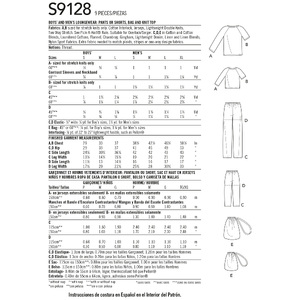 Simplicity Sewing Pattern S9128 Men's & Boys Sleepwear