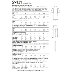 Simplicity Sewing Pattern S9131 Unisex Sleepwear Simplicity Sewing Pattern 9131