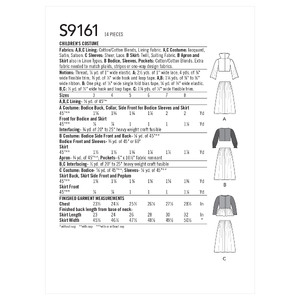 Simplicity Sewing Pattern S9161 Children's Witch Costumes Simplicity Sewing Pattern 9161