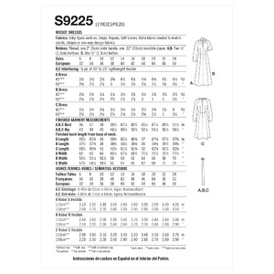 S9225 MISSES' DRESSES Simplicity Sewing Pattern 9225 Sizes U5 16 - 24