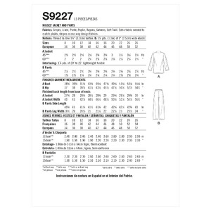 S9227 MISSES' JACKET & PANTS Simplicity Sewing Pattern 9227