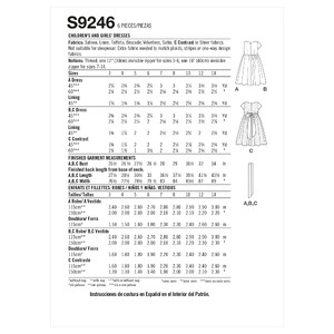 S9246 CHILD & GIRL DRESSES Simplicity Sewing Pattern 9246