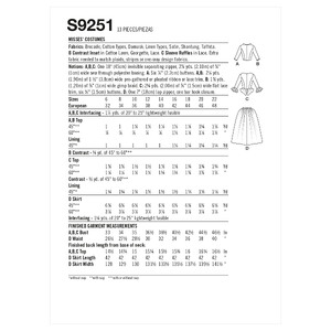 S9251 MISSES' COSTUMES Simplicity Sewing Pattern 9251