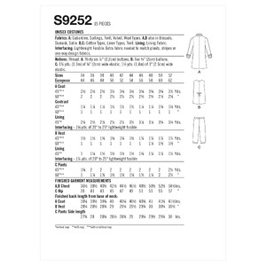 S9252 UNISEX COSTUMES Simplicity Sewing Pattern 9252