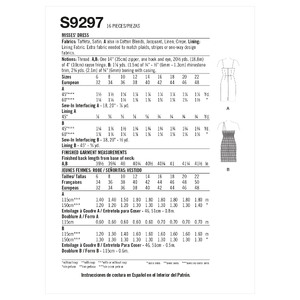 S9297 MISSES' DRESS Simplicity Sewing Pattern 9297