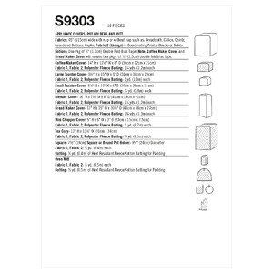 S9303 APPLIANCE COVERS Simplicity Sewing Pattern 9303