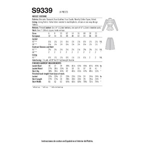 S9339 MISSES' COSTUME Simplicity Sewing Pattern 9339