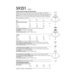 S9351 CHILD PONCHO, HAT & MASK Simplicity Sewing Pattern 9351