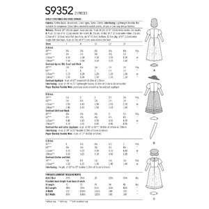 S9352 GIRL COSTUME & FACE CVER Simplicity Sewing Pattern 9352