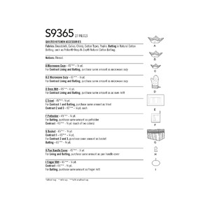 S9365 QUILTED KITCHEN ACCESSOR Simplicity Sewing Pattern 9365