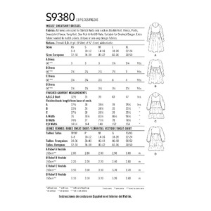 S9380 MISSES' SWEATSHIRT DRESS Simplicity Sewing Pattern 9380