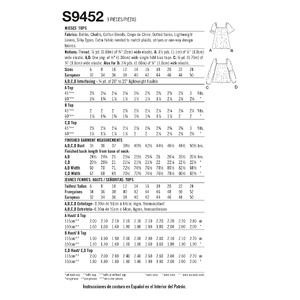 S9452 MISSES' TOPS Simplicity Sewing Pattern 9452