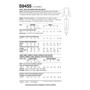 S9455 MISS/MEN/CHILD PANT, TOP Simplicity Sewing Pattern 9455