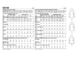 Simplicity Sewing Pattern S9759A Children's, Teens' & Adults' Hoodie Sizes XS-XL