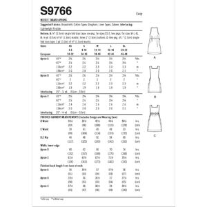 Simplicity Sewing Pattern S9766A Misses Tabard Aprons Sizes XS-XL