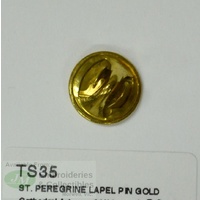 St. Peregrine Lapel Pin, Gold Tone, Patron of Cancer Patients