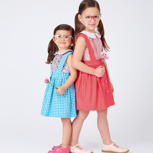 New Look Sewing Pattern N6664 Toddlers' & Children's Skirts With Shoulder Straps & Peter Pan Blouse