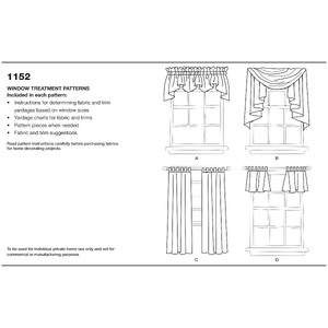 Window Treatments Simplicity Sewing Pattern 1152