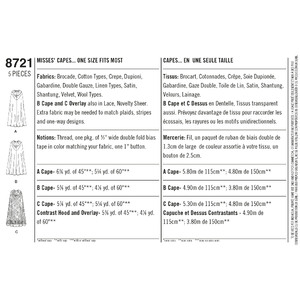 Pattern 8721 Misses Capes Simplicity Sewing Pattern 8721