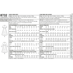 Pattern 8732 Women's Vintage Dress Simplicity Sewing Pattern 8732