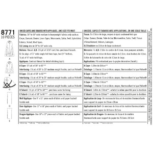 Pattern 8771 Unisex Capes Simplicity Sewing Pattern 8771