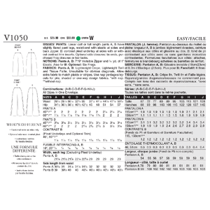 Vogue Sewing Pattern Misses' Pants 1050OSZ