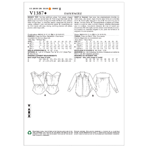 Vogue Sewing Pattern Misses' Top 1387 A5 (Sizes 6-14)