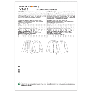 Vogue Sewing Pattern Misses' Top 1412F5 (Sizes 16-24)