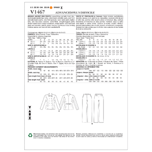 Vogue Sewing Pattern Misses' Jacket and Pants 1467 A5 (Sizes 6-14)