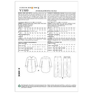 Vogue Sewing Pattern Misses' Banded Tunic with Yoke and Tapered Pants 1509 A5 (Sizes 6-14)