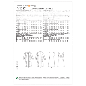 Vogue Sewing Pattern Misses' Princess Seam Jacket and V-Back Dress with Straps 1537 A5 (Sizes 6-14)