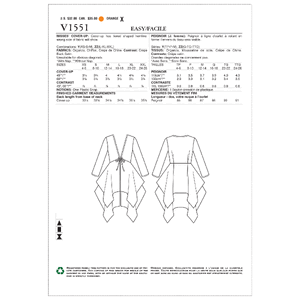 Vogue Sewing Pattern Misses' Tie-Front Cover-Up with Peplum-Style Tiers 1551y (Sizes XS-S-M)