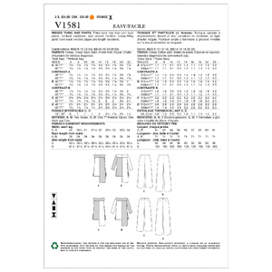 Vogue Sewing Pattern Misses' Tunic and Pants 1581 A5 (Sizes 6-14)