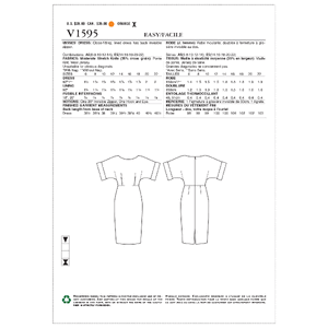 Vogue Sewing Pattern Misses' Dress 1595 A5 (Sizes 6-14)